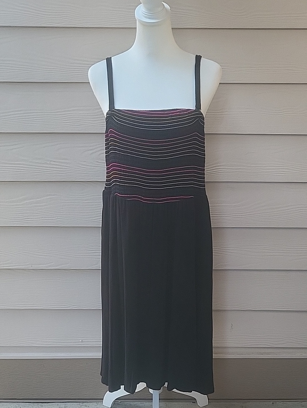 Torrid Super Soft Black & Rainbow Stripe Strapless Skater Dress — Size 2 (2X)